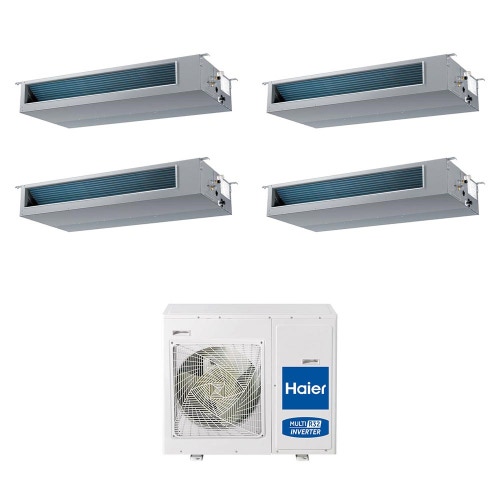 Immagine di Haier CANALIZZATO Media pressione R32 Climatizzatore canalizzabile quadri split inverter | unità esterna 8.5 kW unità interne 12000+12000+12000+12000 BTU 4U85S2SR2FA+4xAD35S2SM3FA