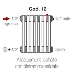 Immagine di Irsap configurazione allacciamenti sulla parte superiore con diaframma saldato Cod.12