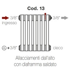 Immagine di Irsap configurazione allacciamenti sulla parte superiore con diaframma saldato Cod.13