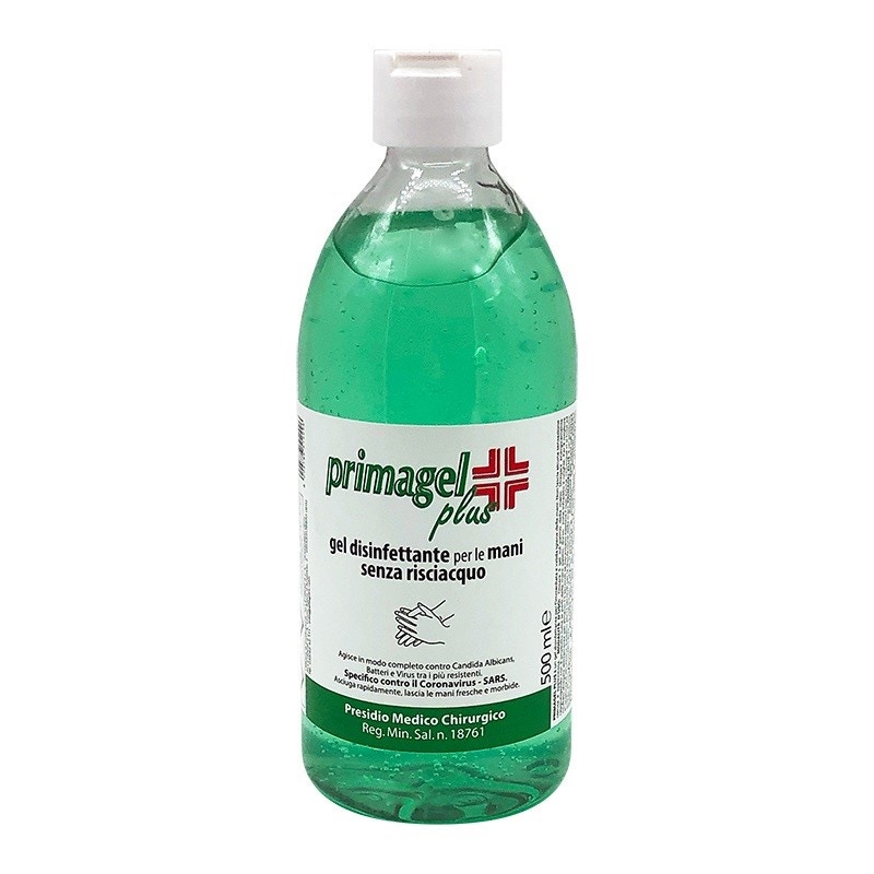 Immagine di Ultimi pezzi PRIMAGEL PLUS gel disinfettante mani a base alcolica senza risciacquo flacone 500 ml (1 pezzo) PGP-500