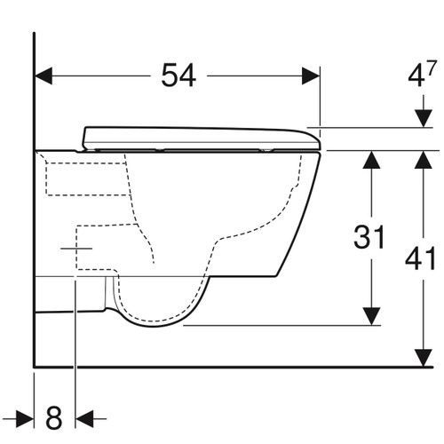 Immagine di Geberit ICON SQUARE set sanitari sospesi, vaso senza brida, con sedile a chiusura ammortizzata, bidet monoforo con troppopieno, colore bianco finitura lucido 500.807.00.1-231910000