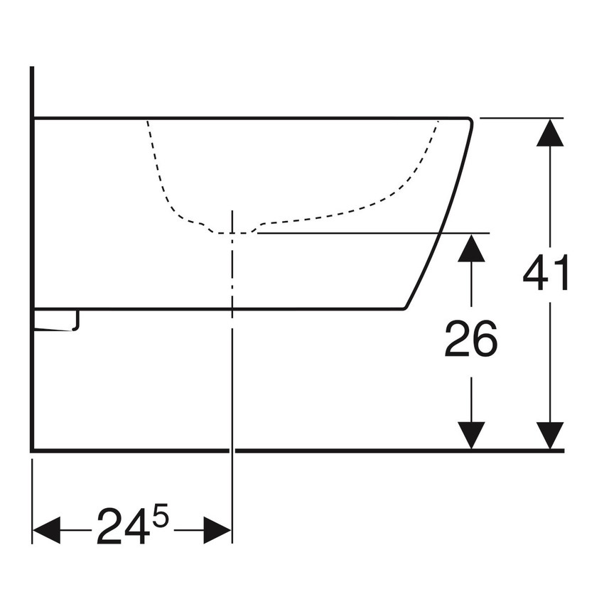 Immagine di Geberit ICON SQUARE bidet sospeso, con foro rubinetteria, troppopieno e fissaggio nascosto, colore bianco finitura lucido 231910000