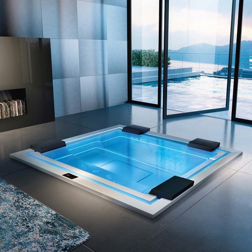 Immagine di Treesse GHOST ZEN minipiscina rettangolare L.280 P.235 H.85 cm, con idromassaggio 24 jet Ghost System e comando touch V2021BN