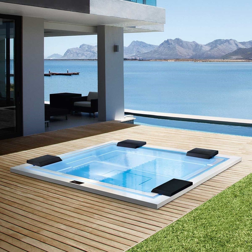 Immagine di Treesse GHOST ZEN minipiscina rettangolare L.280 P.235 H.85 cm, con idromassaggio 40 jet Ghost System e comando touch V2022BN