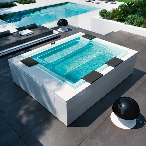 Immagine di Treesse GHOST ZEN ACTIVE minipiscina rettangolare L.300 P.235 H.85 cm, con idromassaggio 24 jet Ghost System e comando touch V2031BN