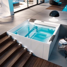 Immagine di Treesse GHOST WAVE minipiscina quadrata L.235 H.98 cm, con idromassaggio Ghost System e comando touch V252GBN