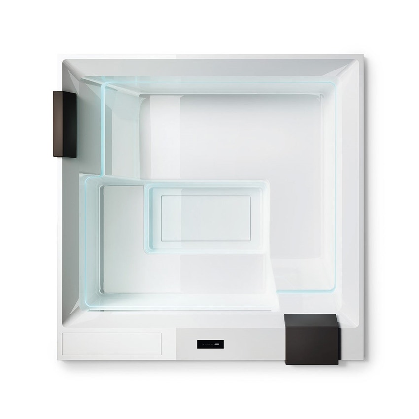 Immagine di Treesse GHOST WAVE minipiscina quadrata L.235 H.98 cm, con idromassaggio Ghost System e comando touch V252GBN