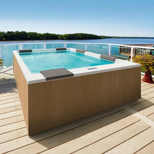 Immagine di Treesse GHOST MUSE minipiscina rettangolare L.280 P.235 H.98 cm, con idromassaggio Ghost System e comando touch V212GBN