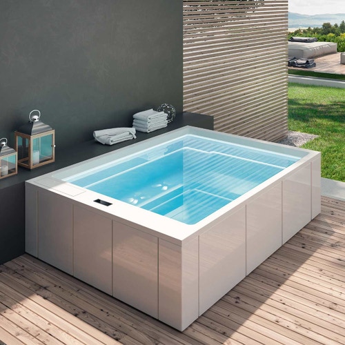 Immagine di Treesse GHOST MUSE minipiscina rettangolare L.280 P.235 H.98 cm, con idromassaggio Ghost System e comando touch V212GBN