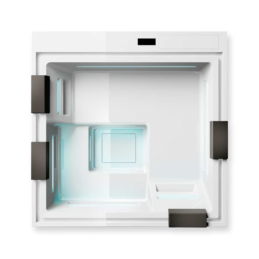 Immagine di Treesse GHOST PLUS PHANTOM PR1 minipiscina quadrata L.235 H.98 cm, con 40 getti idromassaggio e 20 getti idromassaggio plus Ghost System e comando touch V322M