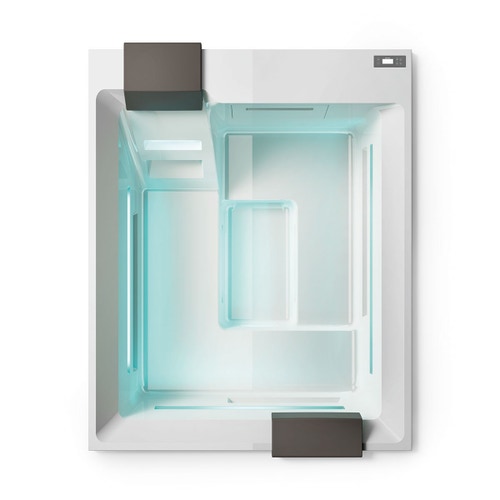 Immagine di Treesse GHOST PLUS SHADOW minipiscina idromassaggio L.200 P.160 H.82 cm, con Ghost System Plus, comando digitale, pannellatura nero satinato, copertura termica antracite e cuscino piccolo V360V-N22GPS-V360CTGR-252CUP