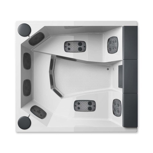 Immagine di Treesse POOL QUARZ 235 Minipiscina rettangolare 235 x 215 cm con idromassaggio con impianto digitale e sistema di ricircolo automatico PQ2352BNNEGR