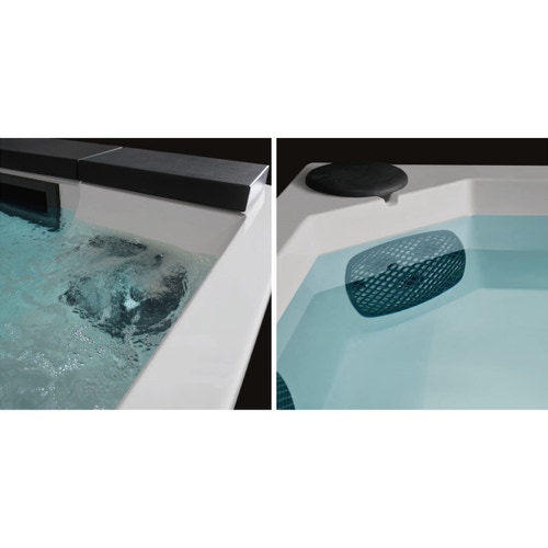 Immagine di Treesse POOL QUARZ 235 Minipiscina rettangolare 235 x 215 cm con idromassaggio con impianto digitale e sistema di ricircolo automatico PQ2352BNNEGR