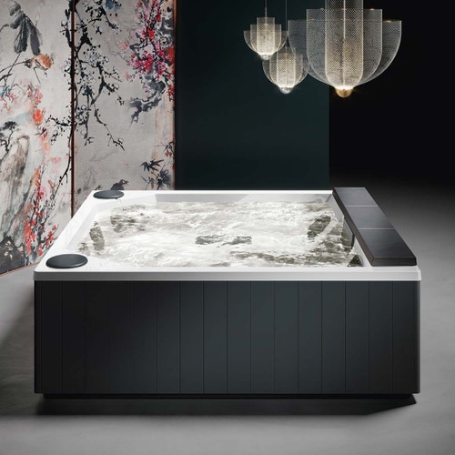 Immagine di Treesse POOL QUARZ 235 Minipiscina rettangolare 235 x 215 cm con idromassaggio con impianto digitale e sistema di ricircolo automatico PQ2352BNNEGR