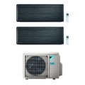 Immagine di Daikin STYLISH R32 Climatizzatore a parete dual split inverter Wi-Fi blackwood | unità esterna 5 kW unità interne 7000+18000 BTU 2MXM50M9+FTXA[20|50]BT