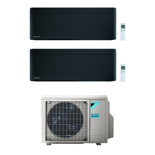 Immagine di Daikin STYLISH R32 Climatizzatore a parete dual split inverter Wi-Fi nero | unità esterna 5 kW unità interne 12000+15000 BTU 2MXM50M9+FTXA[35|42]BB