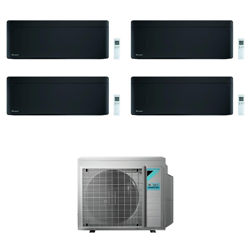 Immagine di Daikin STYLISH R32 Climatizzatore a parete quadri split inverter Wi-Fi nero | unità esterna 7.4 kW unità interne 7000+12000+15000+15000 BTU 4MXM80N+FTXA[20|35|42|42]BB
