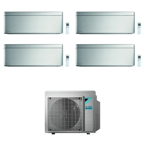 Immagine di Daikin STYLISH R32 Climatizzatore a parete quadri split inverter Wi-Fi silver | unità esterna 6.8 kW unità interne 5000+5000+5000+7000 BTU 4MXM68N+CTXA[15|15|15]BS+FTXA[20]BS