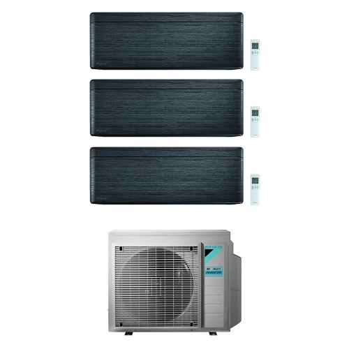Immagine di Daikin STYLISH R32 Climatizzatore a parete trial split inverter Wi-Fi blackwood | unità esterna 6.8 kW unità interne 5000+7000+7000 BTU 3MXM68N+CTXA[15]BT+FTXA[20|20]BT