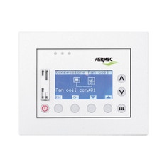 Immagine di Aermec VMF Pannello da incasso con display LCD per il comando/controllo centralizzato di un impianto idronico completo costituito da ventilconvettori, colore bianco VMF-E5B