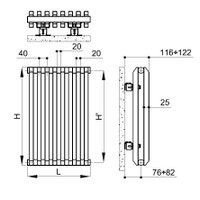 Immagine di Irsap SAX2 radiatore verticale 14 elementi H.63 L.56 P.8 cm, colore bianco SX206301401IR01A01