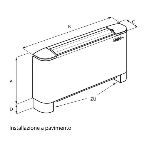 Immagine di Aermec OMNIA UL 12 S Ventilconvettore con mantello, installazione orizzontale/verticale per impianto 2 tubi - senza comando, compatibile con sistema VMF UL12S