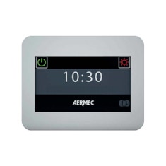 Immagine di Aermec VMF Pannello da incasso con display touchscreen a colori da 4.3 pollici per il comando/controllo centralizzato di un impianto idronico/aeraulico completo, colore bianco VMF-E6