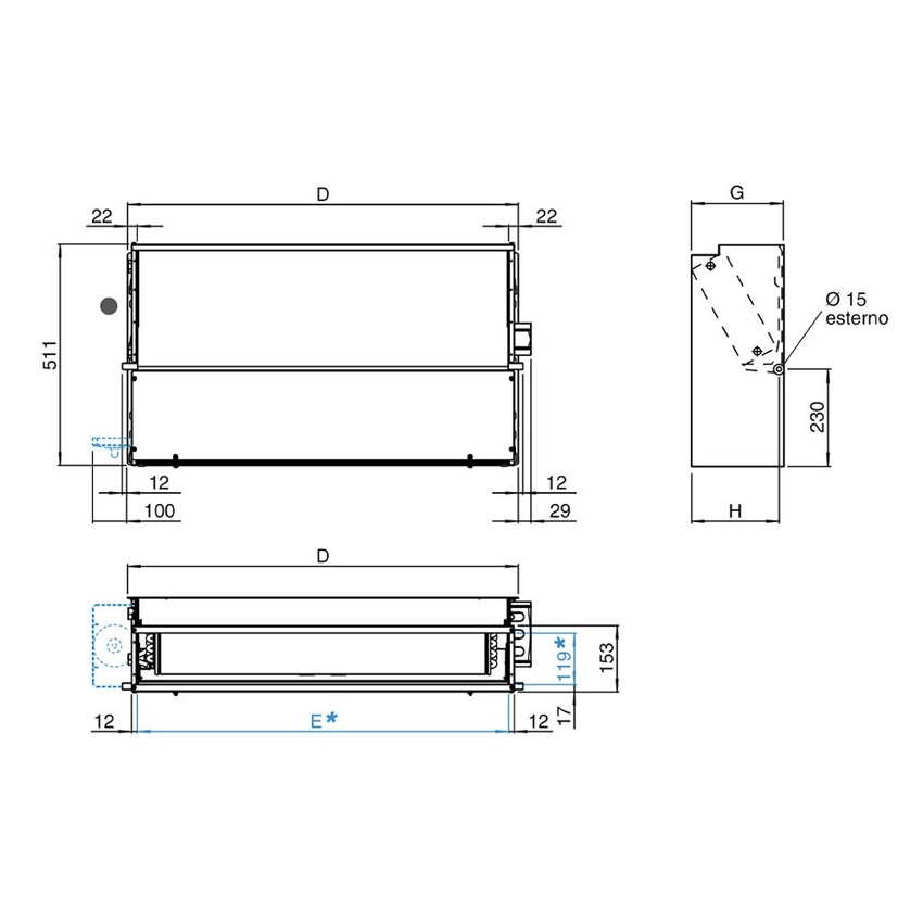 Immagine di Sabiana Carisma CRC 83+2 IV-IO Ventilconvettore centrifugo con motore elettrico asincrono a due batterie, incasso verticale orizzontale 3 ranghi+2 0066118