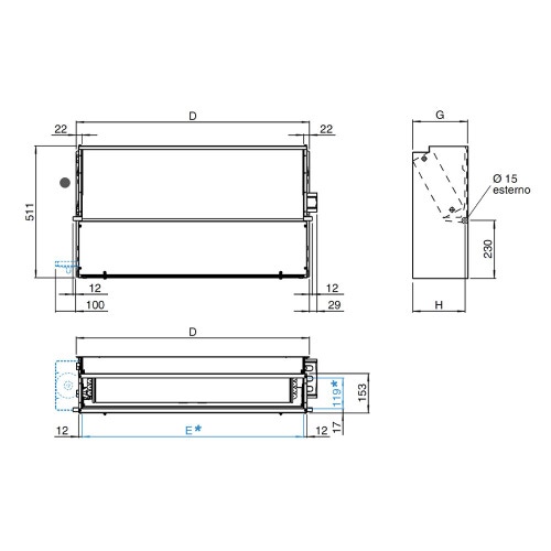 Immagine di Sabiana Carisma CRC-ECM 44 IV-IO Ventilconvettore centrifugo con motore brushless e scheda Inverter, incasso verticale orizzontale 4 ranghi 0066234