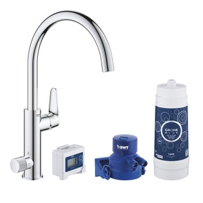 Immagine di Grohe BLUE PURE BAUCURVE miscelatore monocomando per lavello con sistema filtrante dell’acqua finitura cromo lucido 30385000