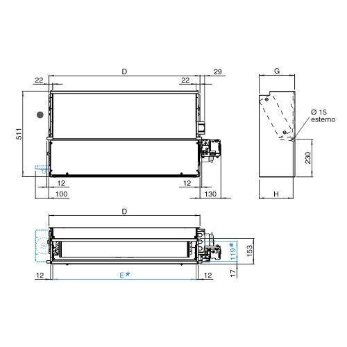 Immagine di Sabiana Carisma CRT-ECM 53 IV-IO Ventilconvettore tangenziale con motore brushless e scheda Inverter, incasso verticale orizzontale 3 ranghi 0067224