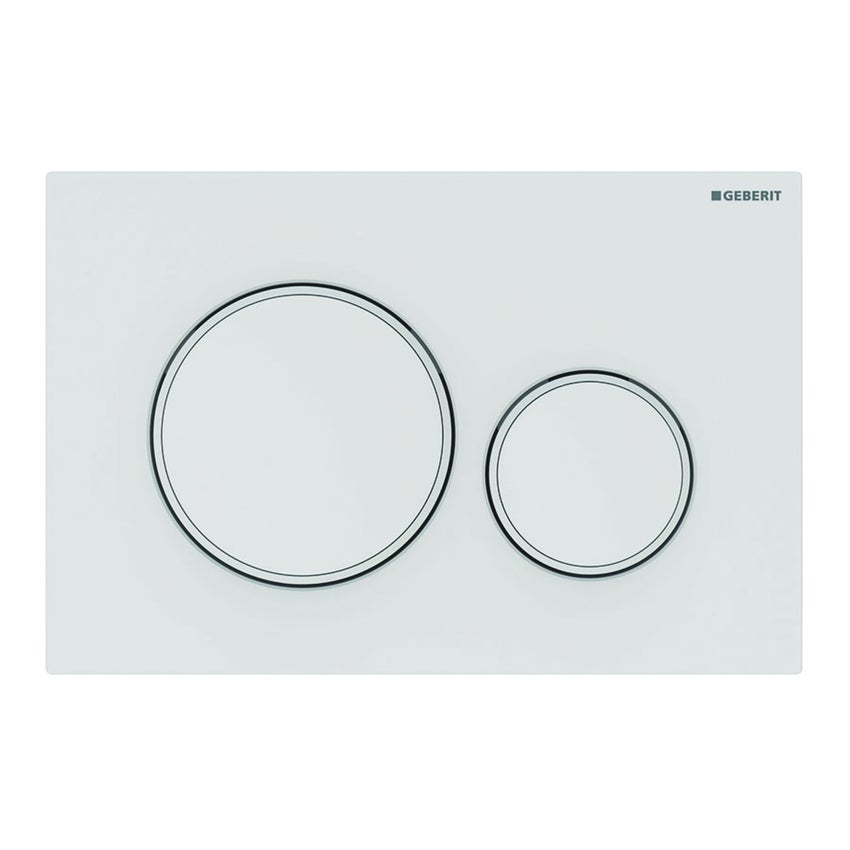 Immagine di Geberit SIGMA20 placca di comando doppio tasto, placca e tasti colore bianco finitura opaco, anelli design colore bianco 115.882.01.1