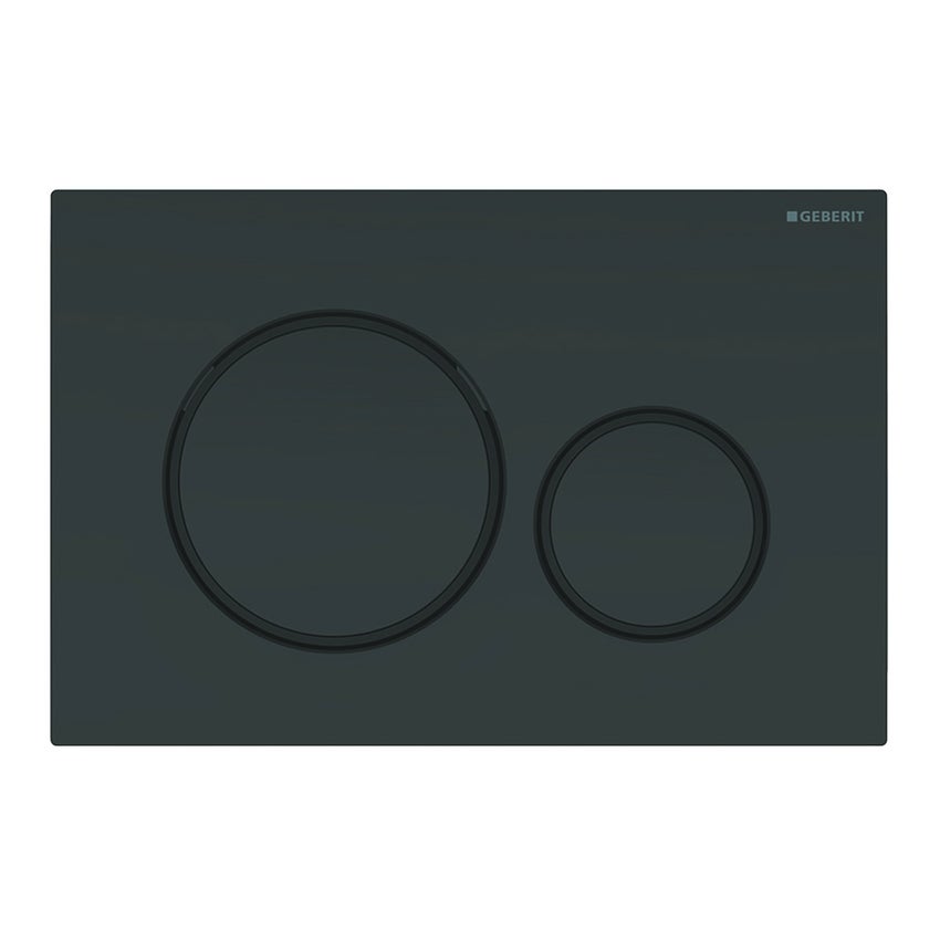 Immagine di Geberit SIGMA20 placca di comando doppio tasto, placca e tasti colore nero, anelli design colore nero finitura opaco 115.882.DW.1
