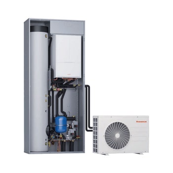 Immagine di Immergas Kit MAGIS COMBO 4 PLUS V2 R32 in SOLAR CONTAINER COMBO Pompa di calore ibrida reversibile con gruppo idronico e telaio da incasso, per impianti fino a due zone 3.030615+3.027867+3.028187