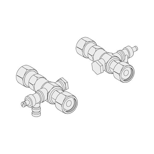 Immagine di Vaillant Set nr. 2 saracinesche dritte per allacciamento andata/ritorno riscaldamento per nuova dima a muro (raccordi 3/4") 306201