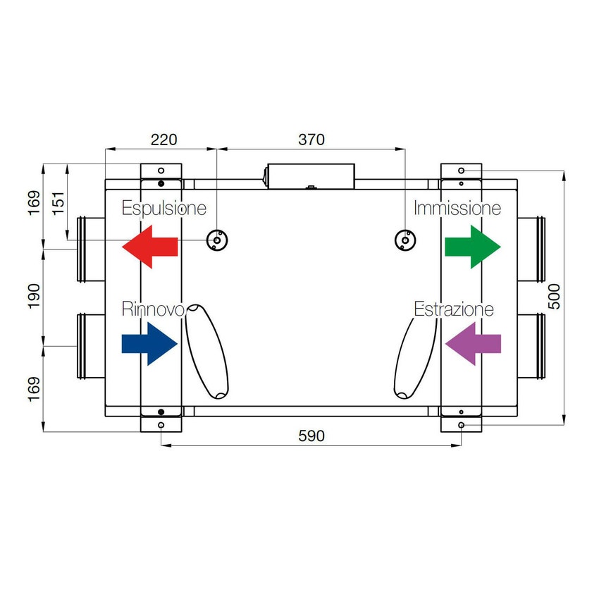 Immagine di Irsap IRSAIR H 100 P unità di ventilazione a doppio flusso con recupero di calore, posizionamento orizzontale URED010HR0000