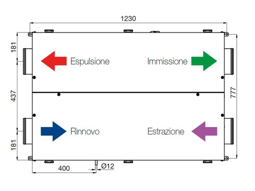 Immagine di Irsap IRSAIR H 600 controllo S unità di ventilazione a doppio flusso con recupero di calore con controllo remoto, posizionamento orizzontale URED060HRS000