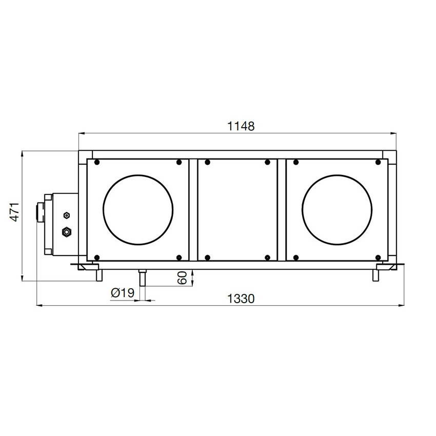 Immagine di Irsap IRSAIR H 850 controllo E unità di ventilazione a doppio flusso con recupero di calore con controllo remoto Touch Screen, posizionamento orizzontale URED085HRE000