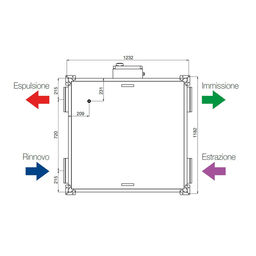 Immagine di Irsap IRSAIR H 850 controllo E unità di ventilazione a doppio flusso con recupero di calore con controllo remoto Touch Screen, posizionamento orizzontale URED085HRE000