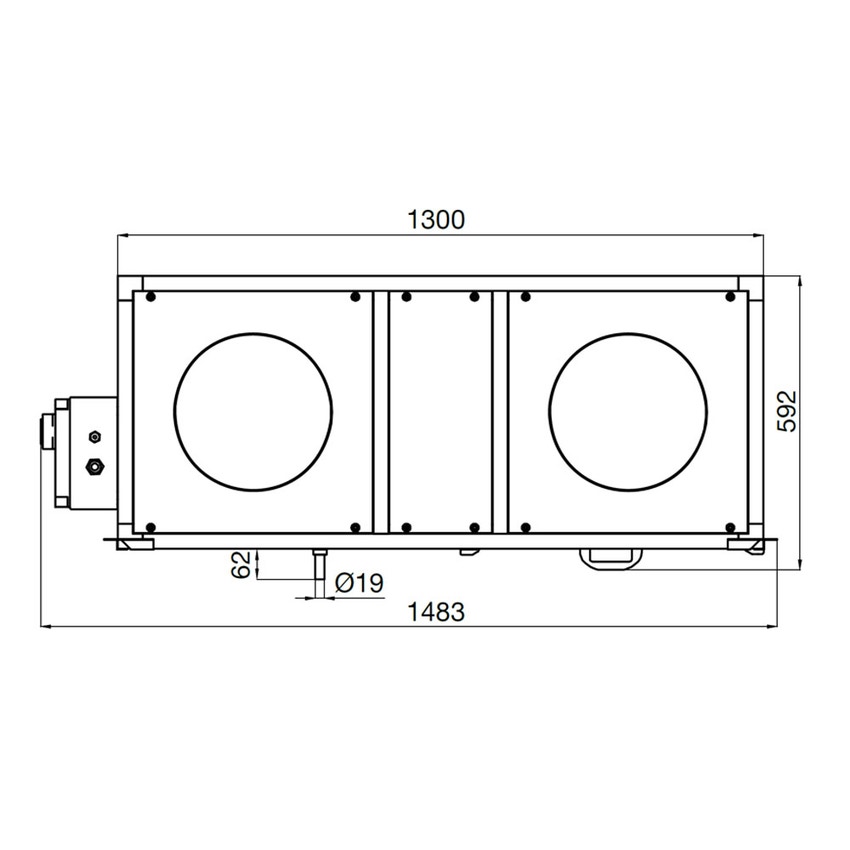 Immagine di Irsap IRSAIR H 1200 controllo E unità di ventilazione a doppio flusso con recupero di calore con controllo remoto Touch Screen, posizionamento orizzontale URED120HRE000