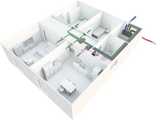 Immagine di Irsap IRSAIR V 150 controllo E unità di ventilazione a doppio flusso con recupero di calore con controllo remoto Touch Screen, posizionamento verticale URED015VRE000