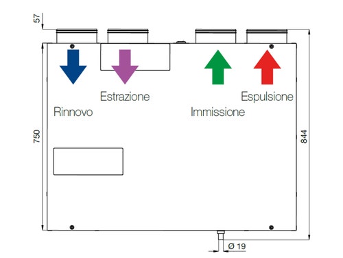 Immagine di Irsap IRSAIR V 220 controllo S unità di ventilazione a doppio flusso con recupero di calore con controllo remoto, posizionamento verticale URED022VRS000