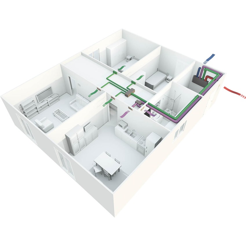 Immagine di Irsap IRSAIR V 220 controllo S unità di ventilazione a doppio flusso con recupero di calore con controllo remoto, posizionamento verticale URED022VRS000