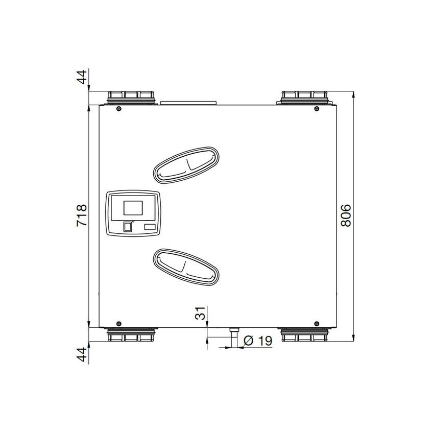 Immagine di Irsap IRSAIR V 430 controllo E unità di ventilazione a doppio flusso con recupero di calore con controllo remoto Touch Screen, posizionamento verticale URED043VRE000