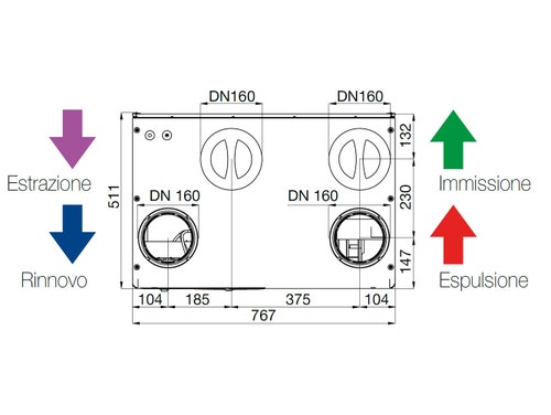 Immagine di Irsap IRSAIR V 430 controllo S unità di ventilazione a doppio flusso con recupero di calore con controllo remoto, posizionamento verticale URED043VRS000