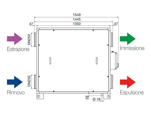 Immagine di Irsap IRSAIR V 850 controllo E unità di ventilazione a doppio flusso con recupero di calore con controllo remoto Touch Screen, posizionamento verticale URED085VRE000