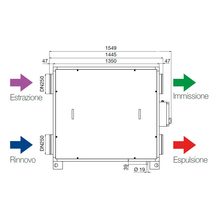 Immagine di Irsap IRSAIR V 850 controllo E unità di ventilazione a doppio flusso con recupero di calore con controllo remoto Touch Screen, posizionamento verticale URED085VRE000