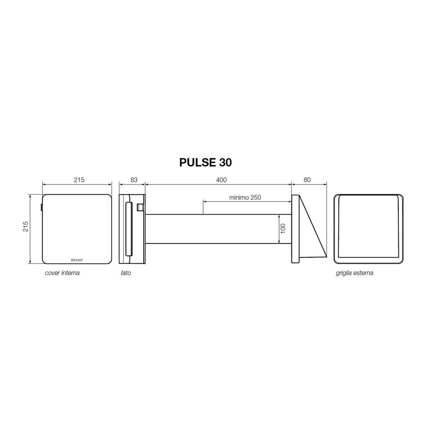 Immagine di Irsap PULSE 30 unità di ventilazione a flusso alternato con recupero di calore per sistemi di ventilazione meccanica controllata decentralizzati UREP00300S000