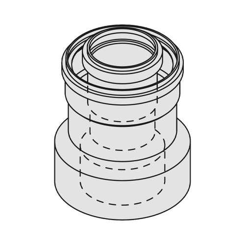 Immagine di Bosch FC-CO60 Riduzione concentrica PP rig. da Ø 80/125 a Ø 60/100, lunghezza 150 mm 7738112733