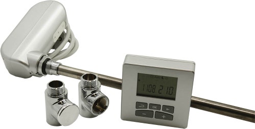 Immagine di Irsap resistenza elettrica con controllo Wireless grigio metallizzato 400 W (L. cm 44) con 2 raccordi T 1/2" + 1 tappo 1/2"  ANRE0400DSPB4